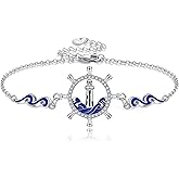 URONE Lighthouse Bracelet for Women 925 Sterling Silver Compass Rudder Bracelet Lighthouse Jewelry Gift for Mother Lover