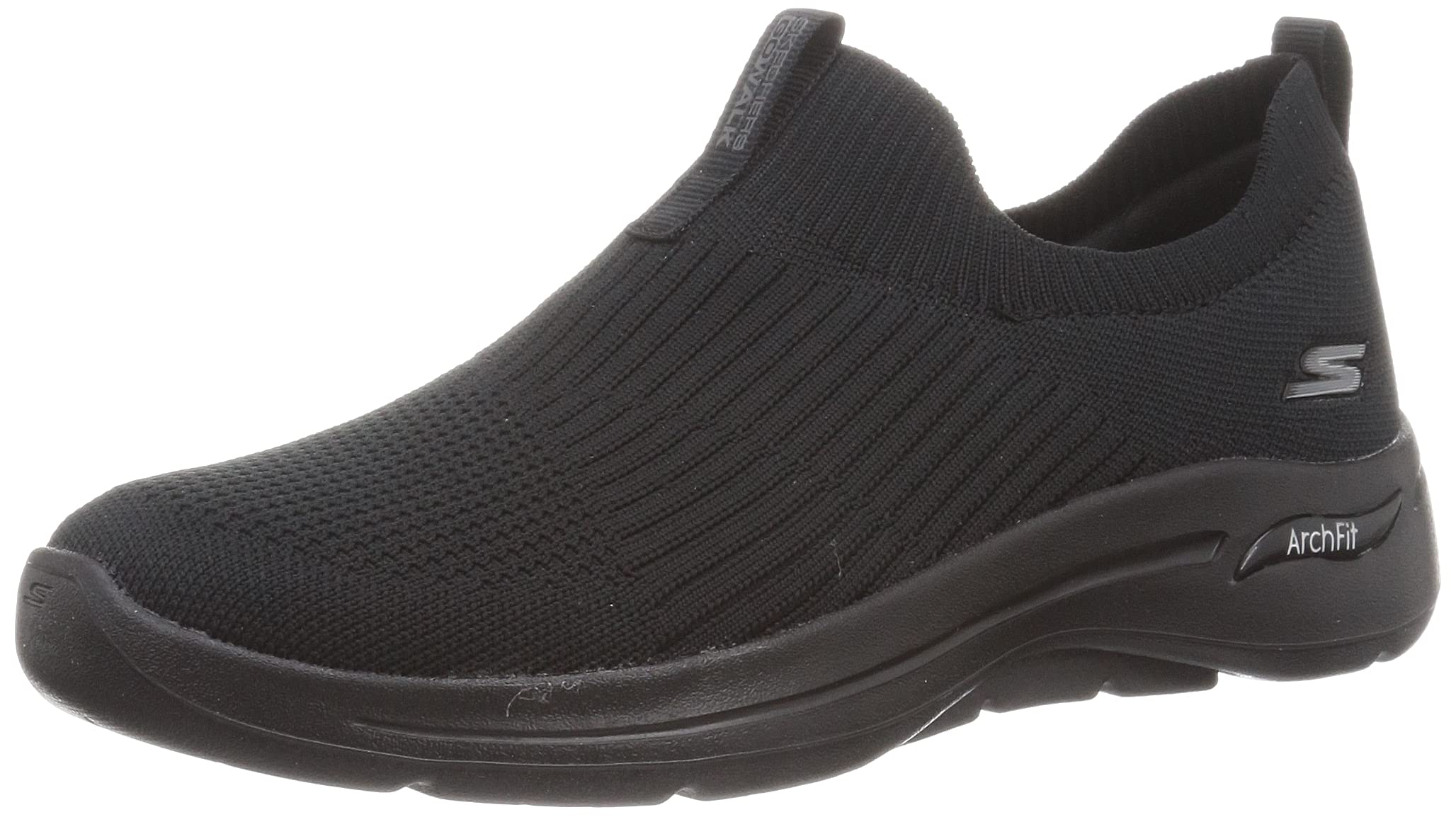 Skechers Women's Go Walk Arch Fit Iconic Sneaker, Black/Black, 9.5 Wide Image Skechers Women's Go Walk Arch Fit Iconic Sneaker, Black/Black, 9.5 Wide Image
