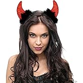 Tuzuaol Devil Horns Headband for Halloween Fancy Dress Cosplay - Red Ears Costume Accessory for Women Girls