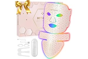 MFTANG Red Light Therapy for Face and Neck, 7 Colors Led Light Therapy Silicone Facial Mask - Birthday, Christmas, Mothers Day, Valentines Day, Self Care Gifts for Her Women Mom Best Friend Wife (Pink)
