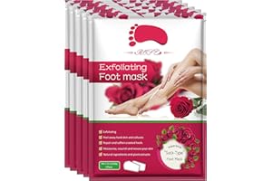 AIQIUSHA Foot Peel Mask 5 Pack,Rose Exfoliating Foot Masks, Soft Smooth Touch Natural Exfoliator for Dry Dead Skin, Callus, Repair Rough Heels,Gifts for Women Mom and Men