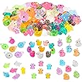 Guiqulai 120 Pcs Mini Resin Animals - Ducks, Frogs, Dinosaurs, Rabbits, Mushrooms, Dolphins - Glowing Mini Figures for Garden