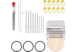 Mini Loom Machine Quickly Darning Kit, Wooden Weaving Knit Maker Tool Includes Small Loom with Crochet Weave Hooks Needles Ru