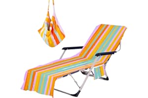 Treeswift Rainbow Beach Chair Cover with Side Pockets Thick and Quick Dry Chaise Lounge Chair Towel Cover for Sun Lounger Pool Sunbathing Garden Beach Hotel, No Sliding