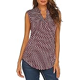 Halife Women's Sleeveless Floral Print V Neck Tunic Tank Tops Blouse Shirts