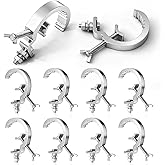 Otoolling 10 Pack Stage Light Clamp Hooks Fit for 30-50mm Od Tube Pipe, Load Capacity 55lb Aluminum Alloy Truss Anti-injury Clamps, Heavy Duty Equipment Accessories for Dj Spot Moving Head Pole Mount