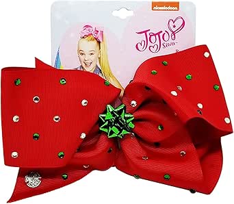 Amazon.com: Nickelodeon JoJo Siwa Giant Red with Green Christmas Bow Hair Clip: Clothing