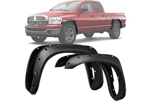 LEDKINGDOMUS Fender Flares Kit Compatible with 2002-2008 Dodge Ram 1500; 2003-2009 Ram 2500 3500 (Fleetside Models Only), Pocket Rivet Style with Smooth Black Finish, 4 PCS