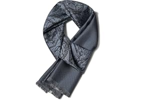 SHIROUYU 100% Mulberry Silk Twill Men's Silk Scarf - Luxurious Silky Soft Warm Long Silk Scarf for men - With Gift Packed