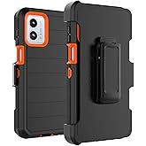 Takfox Moto G 5G 2023 Case, for Motorola G 2023 5G Belt Clip Holster Phone Case [Built-in Screen Protector] Kickstand Protective Rugged Heavy Duty Shockproof Dustproof Cover-Black/Orange