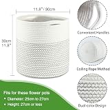 Tenn Well 30cm Plant Pot Basket with Liner Black and White Cotton Indoor view 3