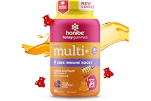 Honibe Kids Multivitamin Gummies Plus Immune Boost | Honey-Based Vitamins Made in Canada | Children's Chewable Gummy Vitamins