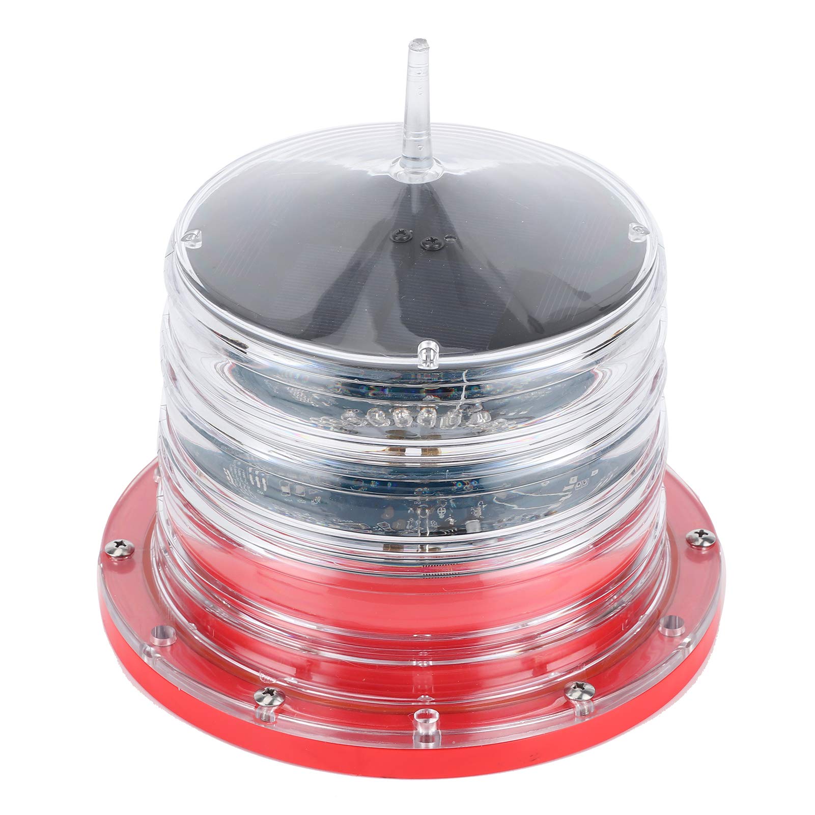 Solar Beacon Light Solar Power Beacon Light LED Flashing Floating Lamp IP68 Waterproof Navigation Beacon Red for Marine Ship Boat