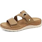 UBFEN Womens Low Wedge Sandals Comfortable Walking Slide with Arch Support & Adjustable Strap for Casual Outings and All-Day Wear