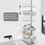 Kegii Telescopic Shower Caddy 4 Shelves Adjustable No-Drill Silver view 2