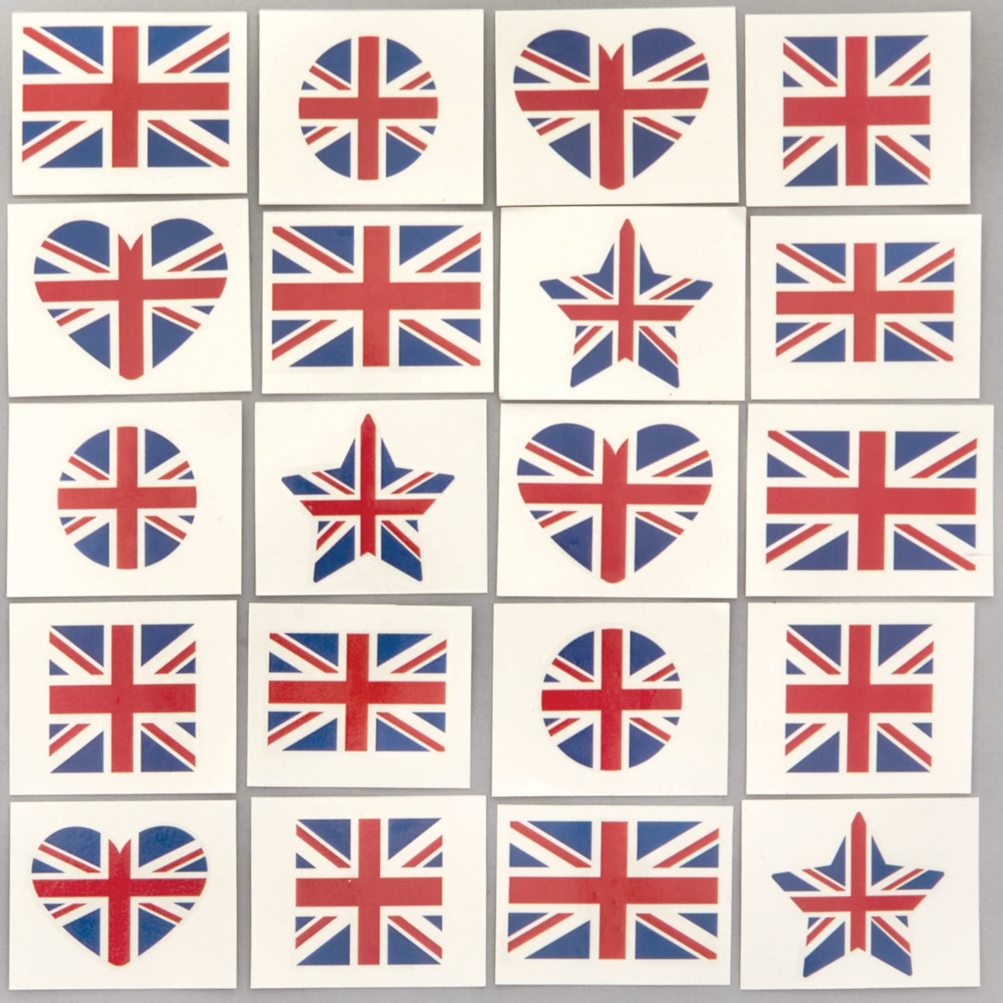 Baker Ross PJ153 Temporary Kids Union Jack Tattoos - Pack of 60, Union Jack Party Favours for Kids, 2 x 1.6 inches