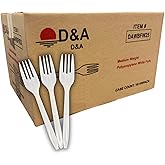1000 Count Plastic Forks Disposable Medium Weight BPA Free, Heat Resistant, Bulk Premium Cutlery Utensils for Takeout, Meal Prep, Party Supply (10 Packs of 100)