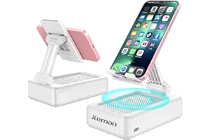 JTEMAN Portable Phone Stand with Speaker Bluetooth Wireless,Gifts for Men Women,Birthday for Women Men,Kitchen Gadgets for Men,Phone Holder for Desk - White