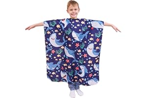 Iusmnur Kids Barber Cape, 51"x36" Professional Salon Hair Cutting Cape with Adjustable Neck Strap, Unisex Kids Haircut Cape for Hairdresser and Stylist (Shark Party)