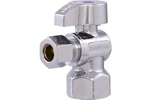 Eastman 1/2 Inch FIP x 3/8 Inch OD Compression Quarter Turn Angle Stop Valve, Brass Plumbing Fitting, Chrome, 10733LF