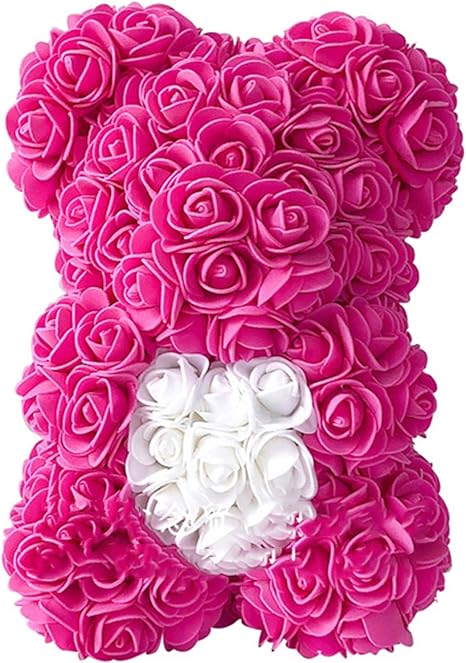 Amazon クマローズクマローズフラワー25cm人工石鹸フォームクマのバラ新年の贈り物バレンタインギフトウェディングローズハート付き 造花 オンライン通販