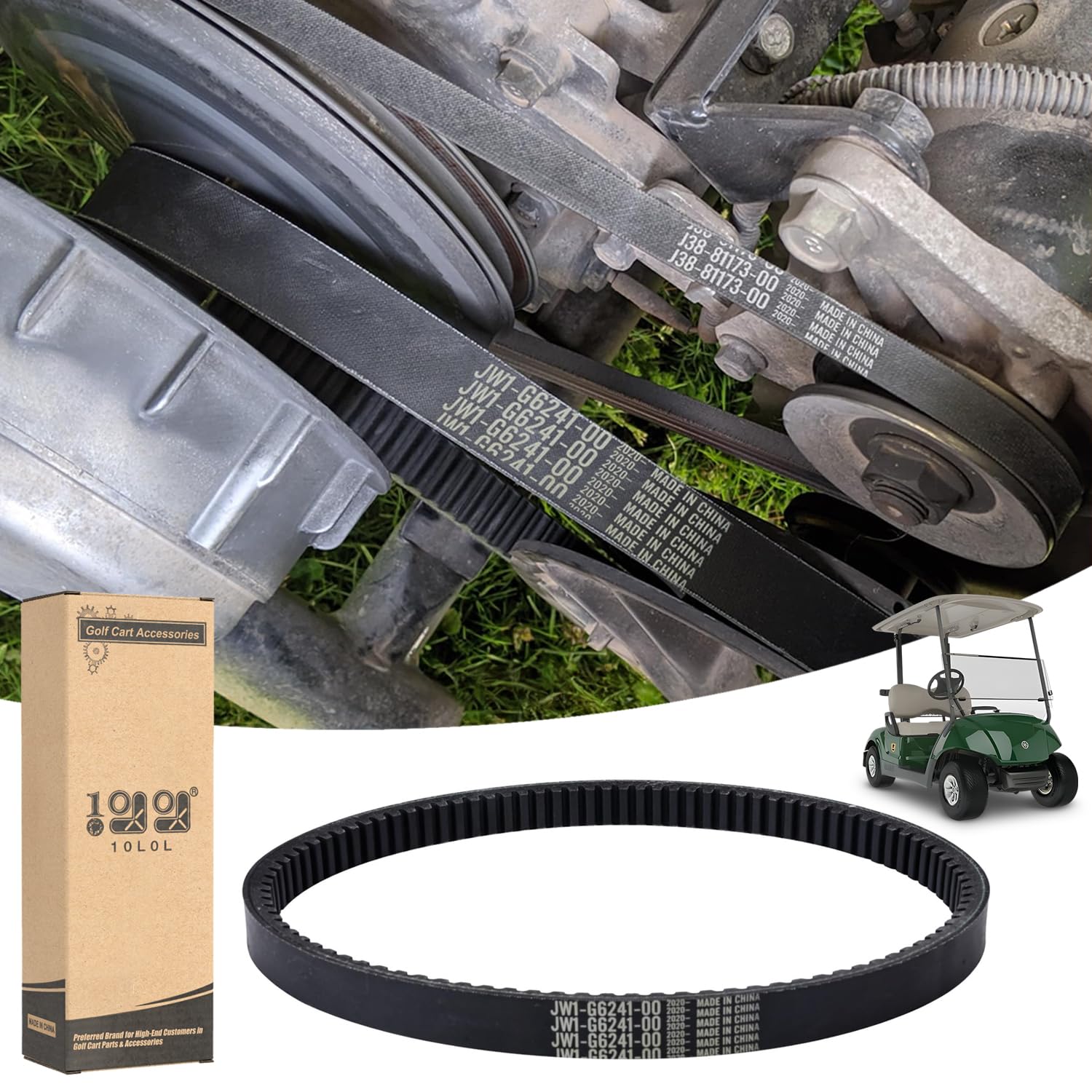 Photo 1 of 10L0L Golf Cart Drive Belt fit Yamaha G29 Drive Gas 2007-2014, Aramid Fiber Heavy Belt, OEM# JW1-G6241-00, JW1-G6241-10-00, JW1-G6241-09-00
