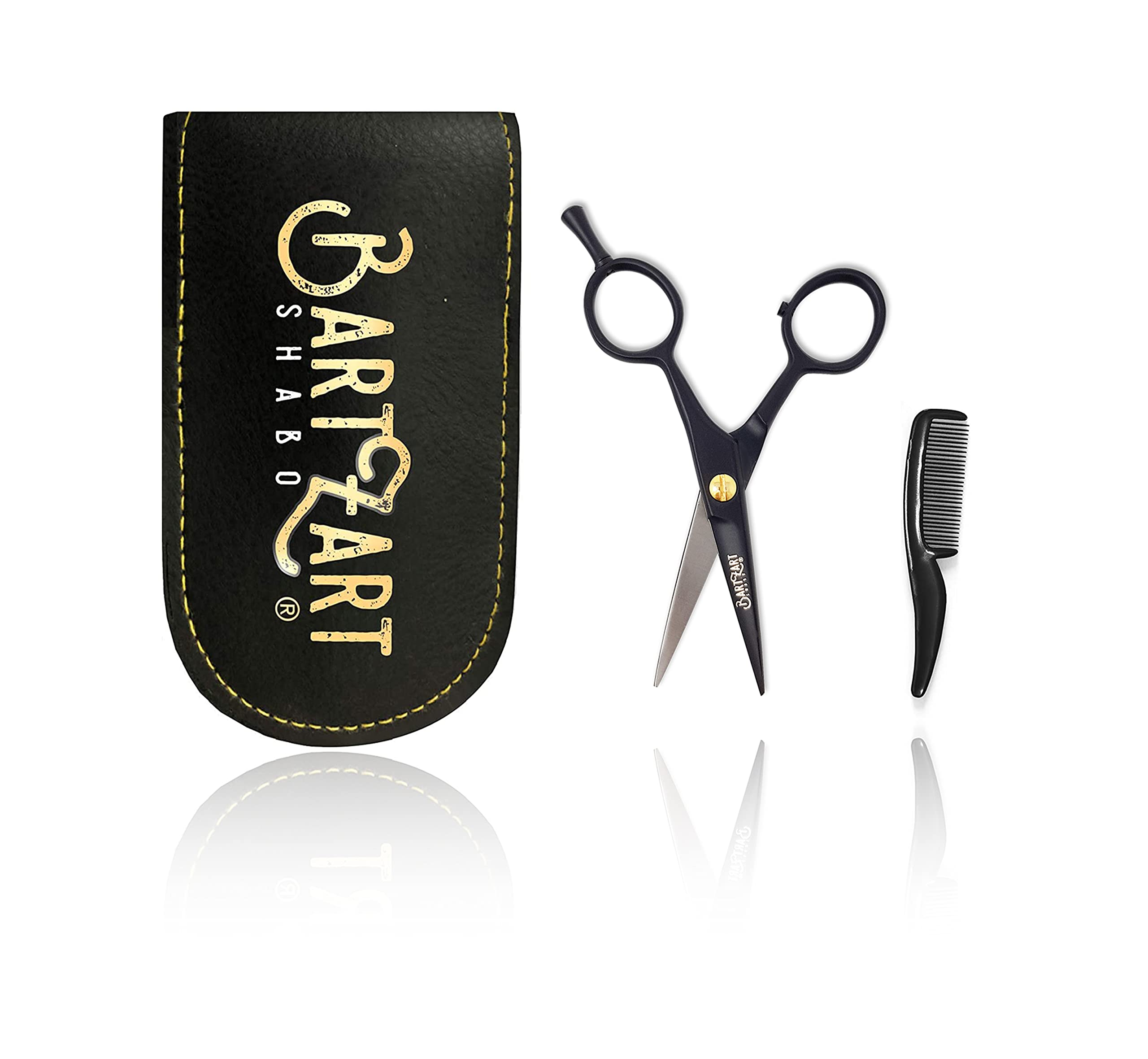 BartZart Small Beard Scissors with Beard Comb incl. Case I Beard Scissors for Men I Perfect Beard Care Set for Mustache wearers I Sharp Scissors Small