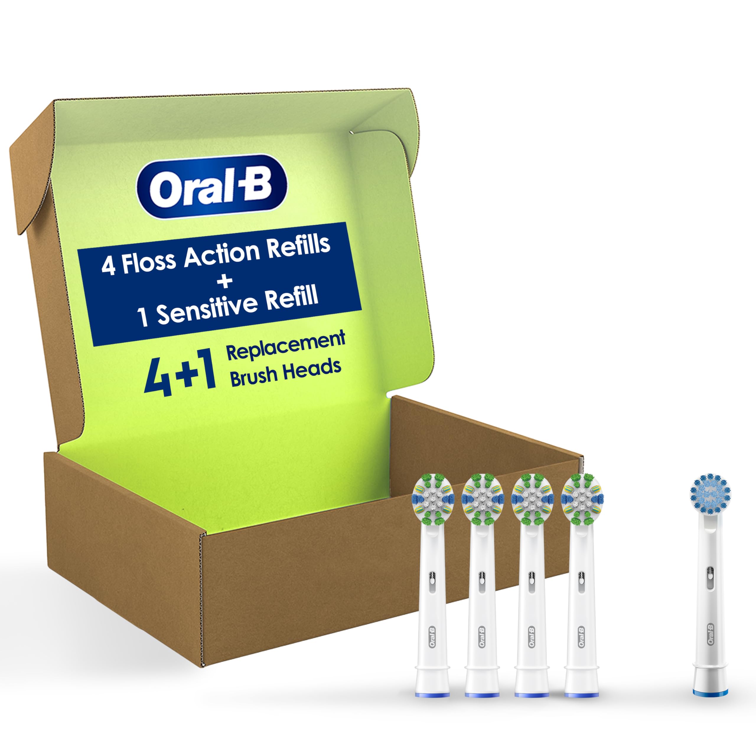 Photo 1 of Oral-B FlossAction Electric Toothbrush Replacement Brush Heads, White, 4 Count + 1 Sensitive White