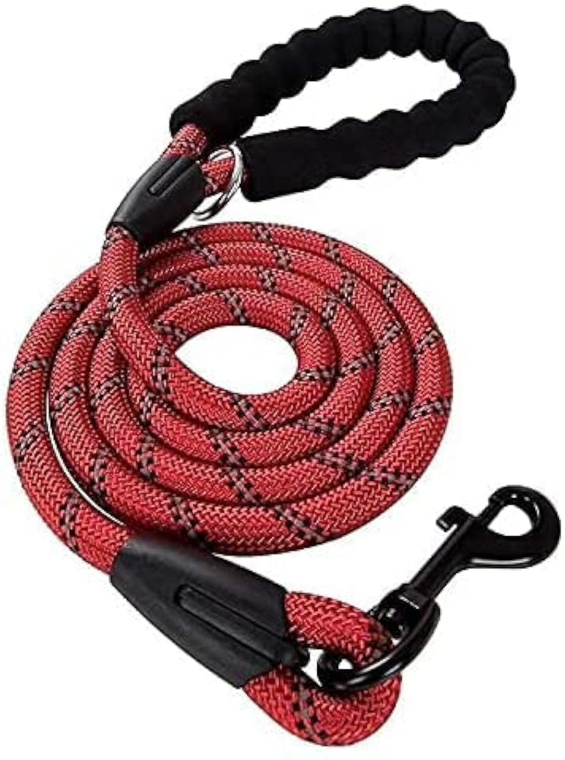 Reflective Dog Rope Lead With Padded Handle - Multiple Size & Colour Options (Standard - 1m Length, Red)