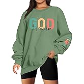 God is Good Sweatshirt Christian Shirts for Women Oversized Jesus Religious Pullover Bible Verse Inspirational Tops