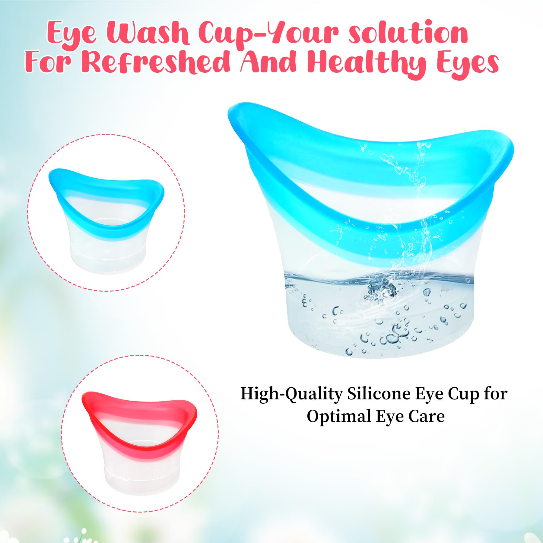 2pcs Eye Wash Cup Eye Wash Bath Kit Silicone Eyes Cleansing Cup for Eyes Rinse Portable eye Care Tool Cleaner for Quick Effective SoothingTired eyes Refresh Clean Dust Makeup Irritants