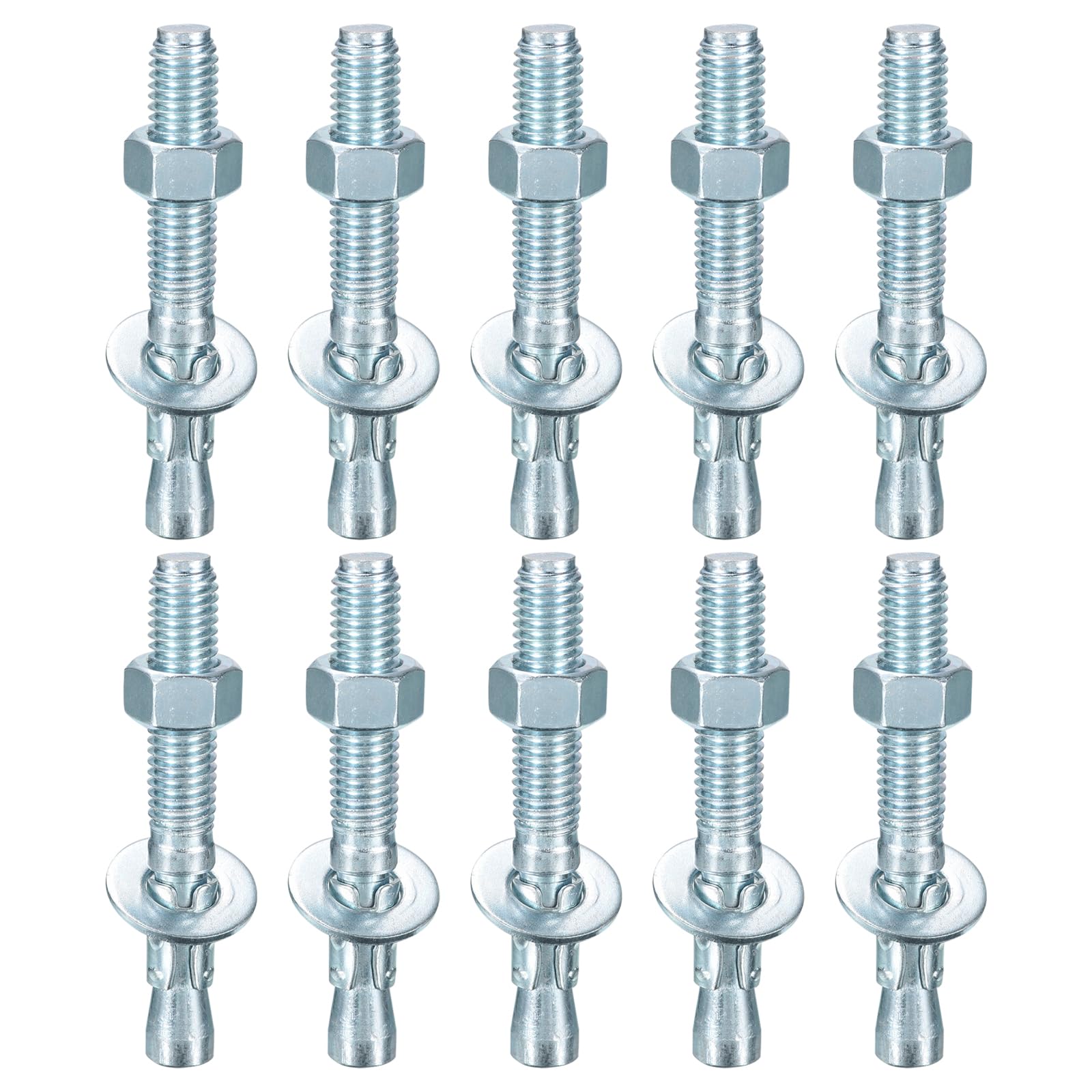 DTGN 1/2" x 3-3/4" Wedge Anchors - 10Pack - Good for Cement and Concrete Wall - Carbon Steel Zinc Plated Screw Bolt Nut Expansion Tube Fasteners