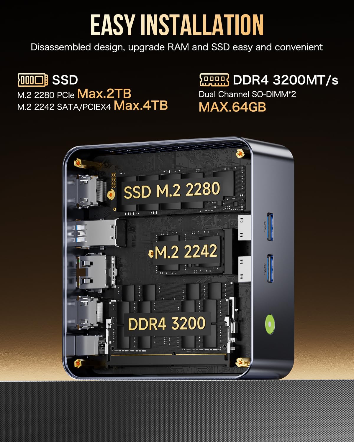 GMKtec M3 Plus Mini PC with Intel Core i9 12900HK(14C/20T 5.0 GHz), 32GB DDR4 RAM+1TB NVMe SSD, Mini Desktop Computer Triple 4K Display, WiFi 6, BT5.2, USB-C