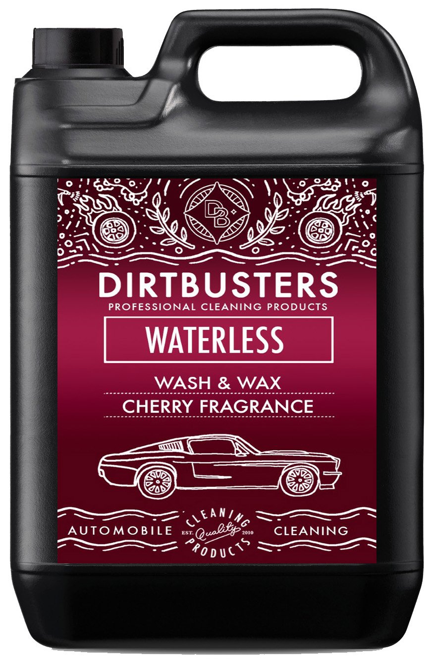 Dirtbusters Waterless Wash And Wax Car Cleaner, Easy To Use Spray On Wipe Off Car Shampoo And Wax For A Shiny Hydrophobic Polish Finish, Cherry (5L)