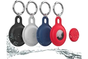 4 Pack Waterproof Holder,Silicone Case with Keychain,Shockproof & Dustproof Holders for Pet Tracking,Bags,Kids, Keys,Luggage