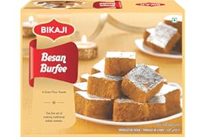 Bikaji Besan Burfi 12 oz (340g), Traditional Gram Flour Sweet, Authentic Indian Mithai, Soft & Rich Besan Barfi, Festive Dessert & Gifting Sweet Box, Ready-to-Eat Indian Sweet Treat