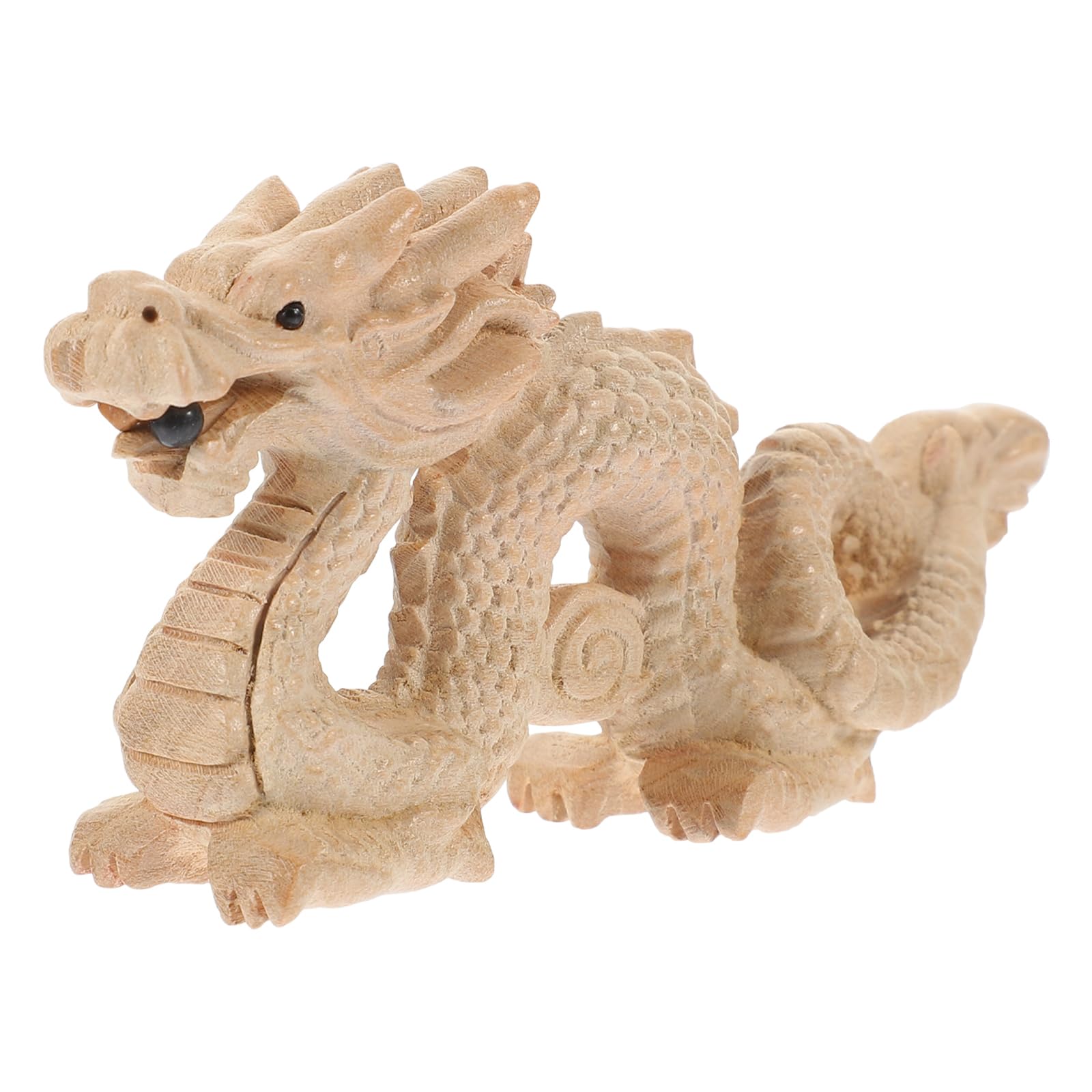 Ciieeo 1pc Chinese Wooden Dragon Sculpture Year of The Dragon Wooden Statue Mini Sculpting for New Year Spring Festival Desktop Decoration