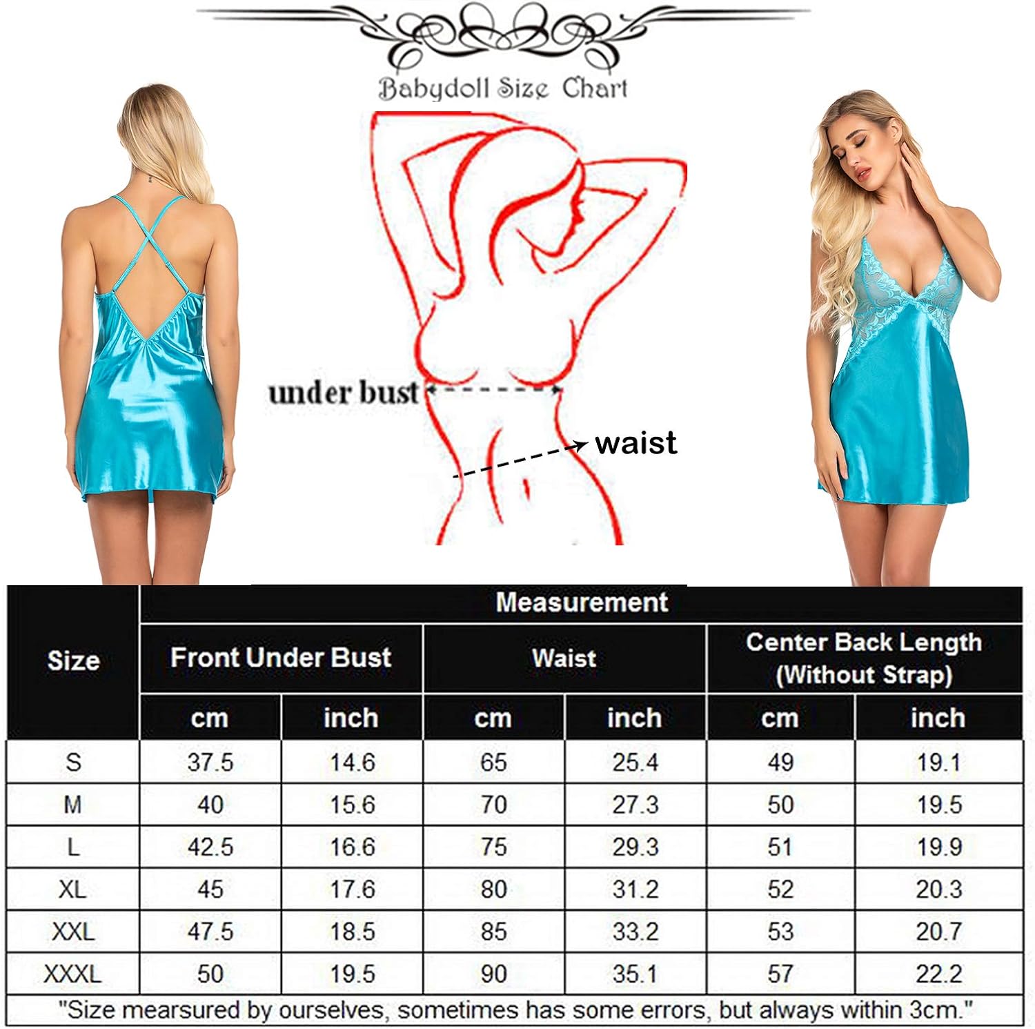 Avidlove Women Lingerie V Neck Nightwear Satin Sleepwear Lace Chemise Mini Teddy: Clothing