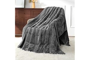 Uttermara Weighted Blanket Queen Size 15lbs 60x80 inches with Soft Plush Fleece, Cozy Warm Sherpa Snuggle Thick Heavy Blanket Great for Sleep and Calming, Grey