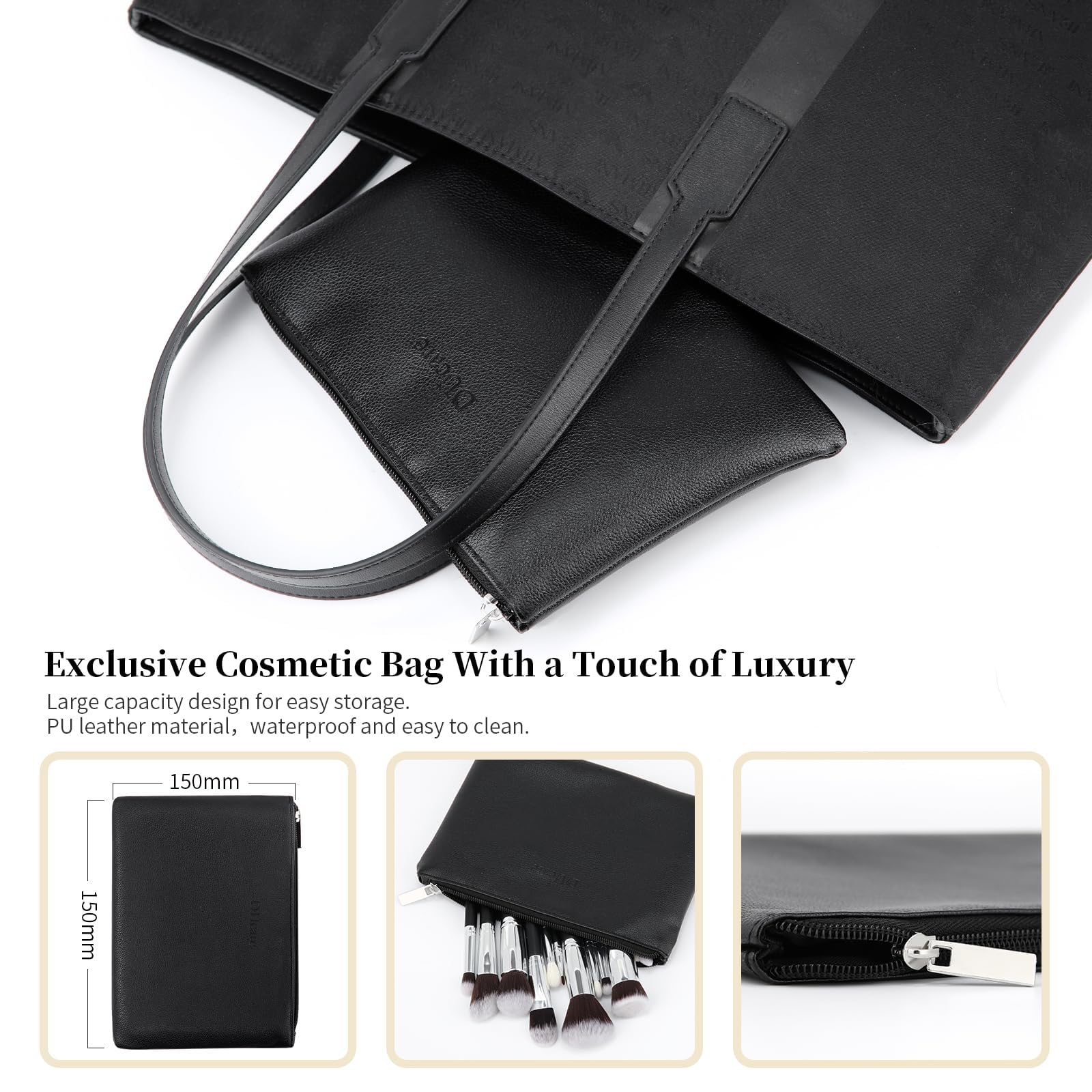 DUcare Makeup Brushes with Bag,15Pcs Christmas Makeup Brush Set Travel Kabuki Foundation Blending Blush Eyeliner Shadow Brow Concealer Brushes Kit