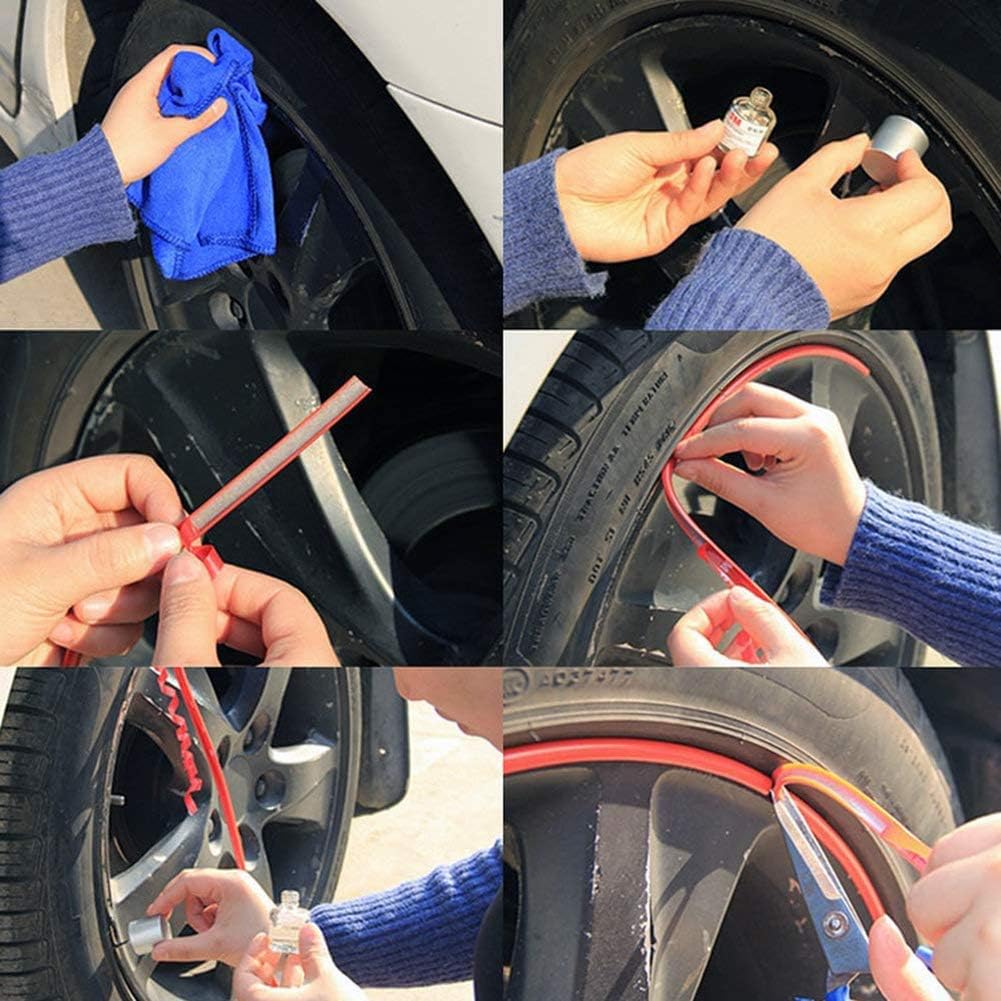 Amazon ホイールリムステッカー ホイールリムプロテクター ホイールリムガード リムテープ タイヤ キズ 車 自転車 キズ防止 キズ隠し バイク カー用品 耐熱耐寒性ゴム 粘着テープで簡単施工 レッド ホイールクリーナー 車 バイク