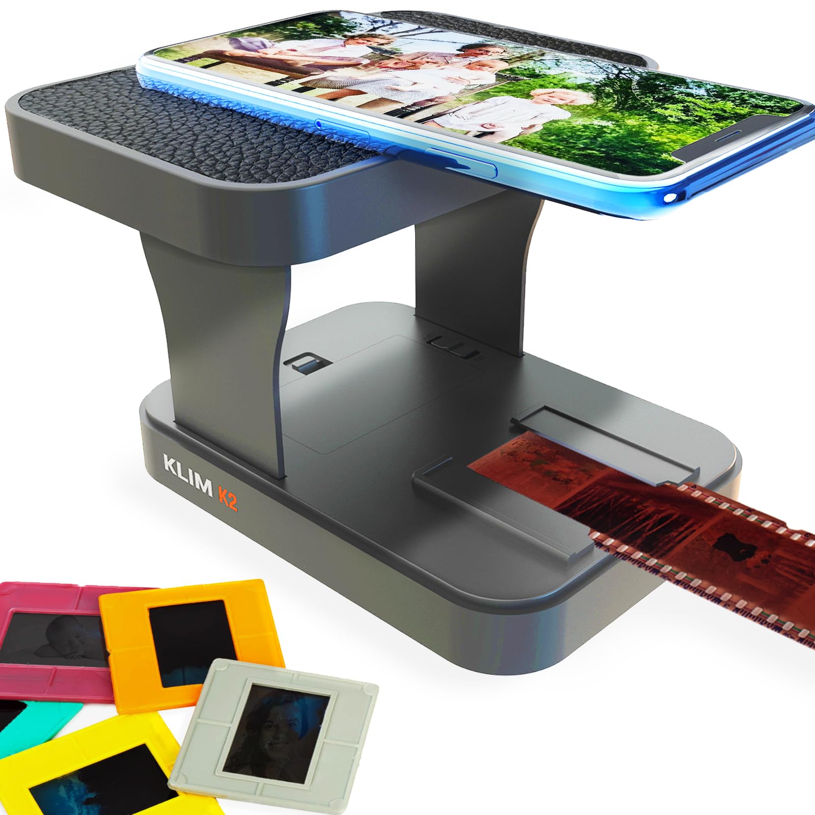 KLIM K2 Mobile Film Scanner 35mm - Positive & Negative, Slide and Photo Scanner - 35mm Film Developing Kit Essential - Your own Developing Service at Home - Ash Grey