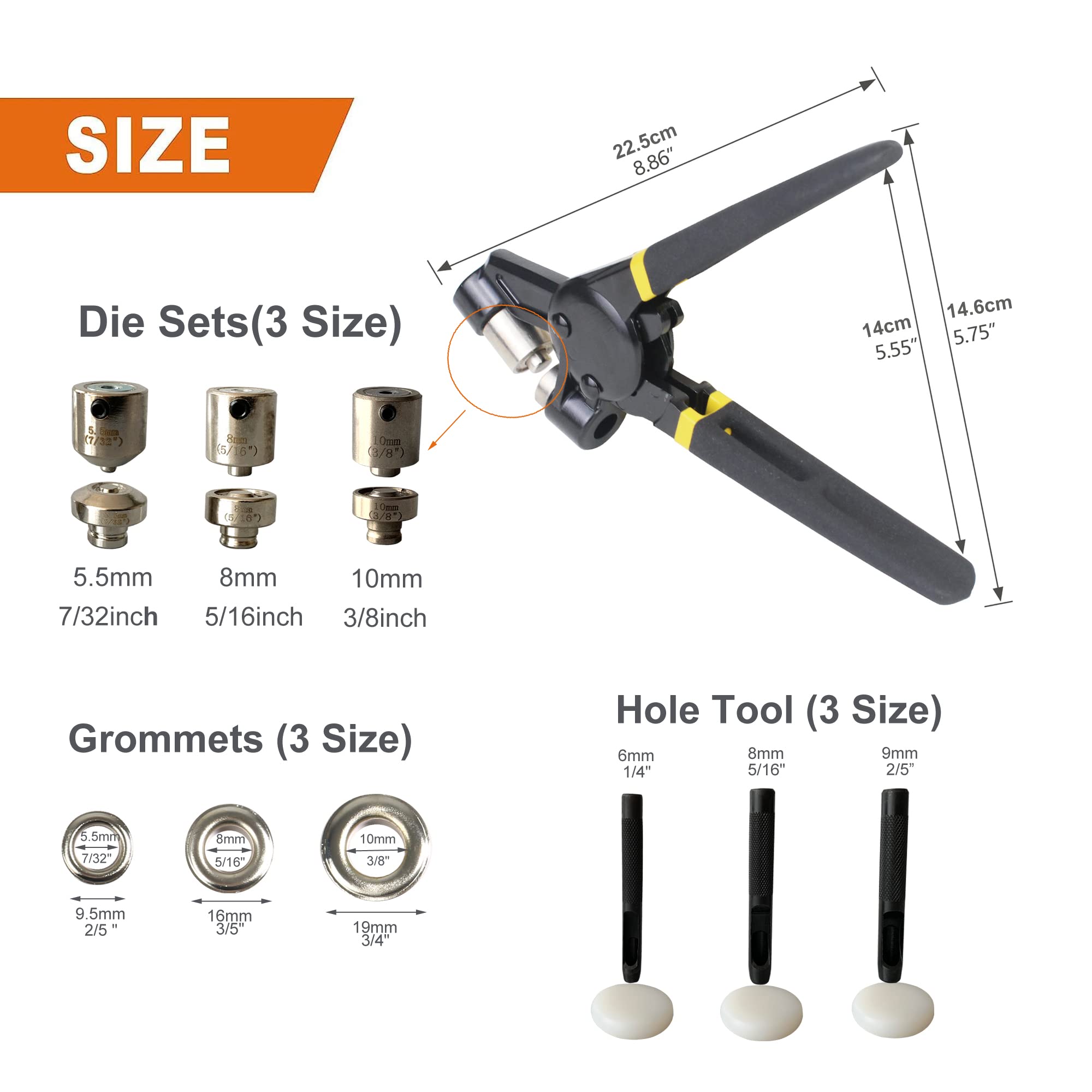 ZONGLAN Grommet Tool Kit, Eyelet Tool Multi-Purpose