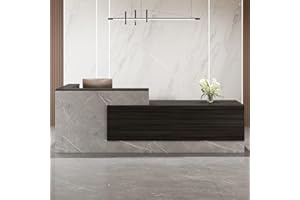 YTElantivo L-Shaped Reception Desk with Counter and Lockable Drawers and Storage,Modern Front Desk Reception Counter for Checkout, Lobby, Beauty Salon