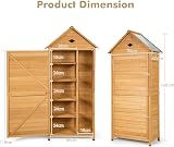 Tangzon Wooden Garden Storage Shed 5 Shelves Lockable Double Door 70x45x160cm view 6