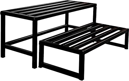 SAIFIX Metal Planter Display Stand for Balcony Home Garden Flower Pots, Planter for Indoors and Outdoors, Easy to Lift, Can Be Used Accordingly (60 L x 50 W x 40 H in CMs 2-Tier)