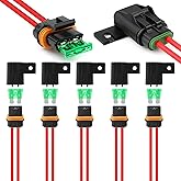 Zhushan 6 Pack Weatherproof Style ATO/ATC Fuse Holder with Cover for Automotive and Marine（12 AWG 30A）