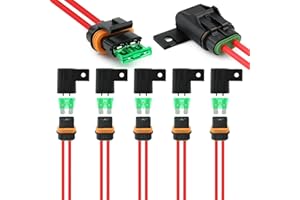 Zhushan 6 Pack Weatherproof Style ATO/ATC Fuse Holder with Cover for Automotive and Marine（12 AWG 30A）