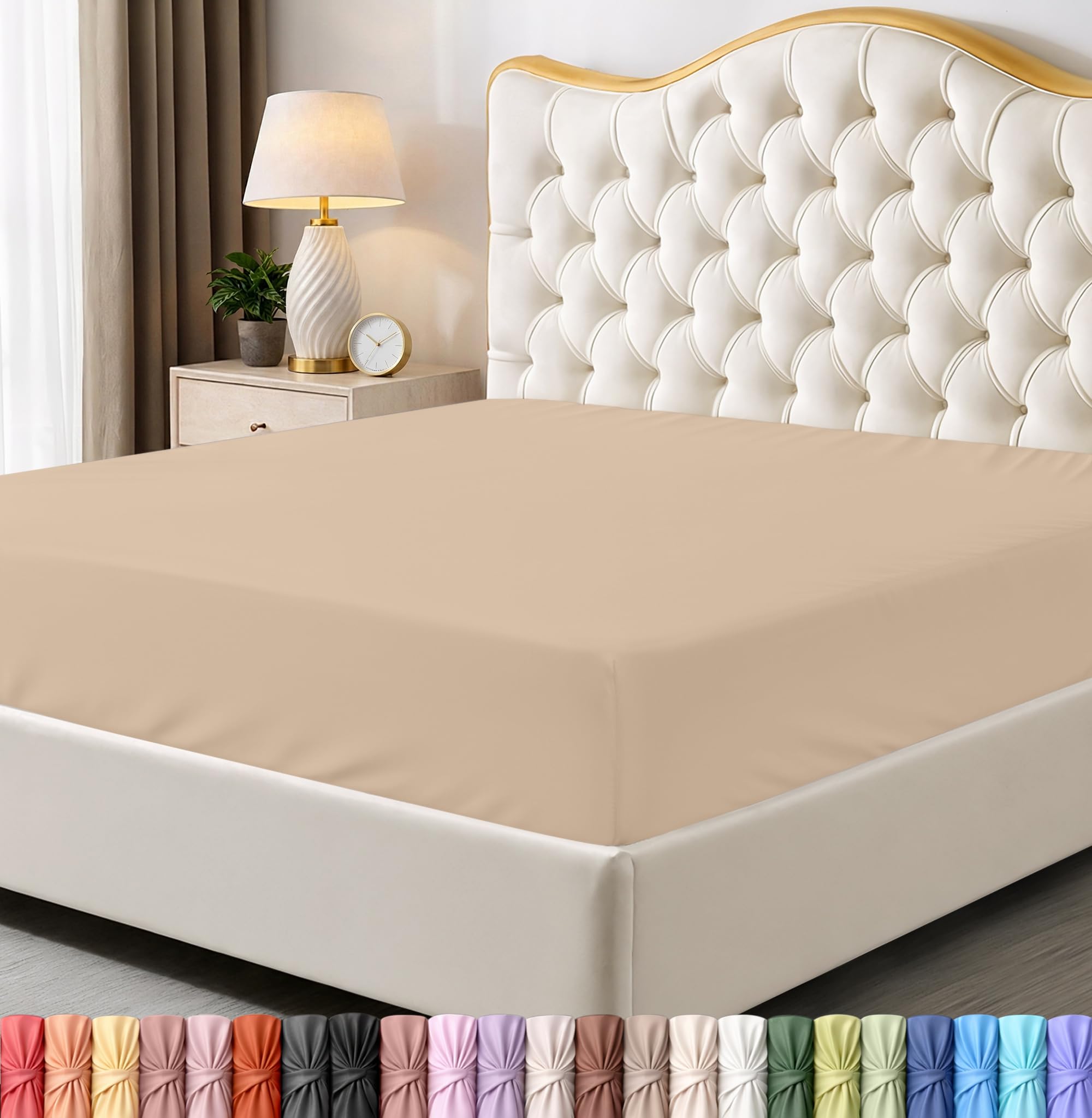Utopia Bedding Full Fitted Sheet - Bottom Sheet - Deep Pocket - Soft Microfiber -Shrinkage and Fade Resistant-Easy Care -1 Fitted Sheet Only (Beige) โ image 1