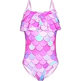 Tziharora Girls Swimsuit One Piece Ruffles Bathing Suit Kids' Swimwear Quick Dry Summer Beach for 2-14Y